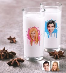 Kişiye Özel Erkek ve Bayan Karikatürlü İkili Rakı Bardağı Seti-1