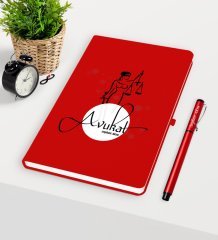 Kişiye Özel Avukat Temalı Kırmızı Defter Kalem Seti - 11