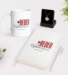Kişiye Özel Beden Eğitimi Öğretmeni Beyaz Kupa Defter Kalem ve İsimli Papatya Kolye Hediye Seti