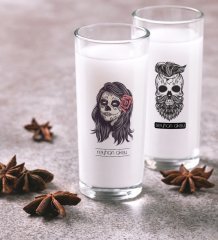 Kişiye Özel Renkli Baskılı Kurukafa İkili Rakı Bardağı Seti-1