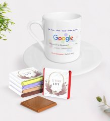 Kişiye Özel Google Dünyanın En İyi Öğretmeni Türk Kahvesi Fincanı ve Çikolata Hediye Seti