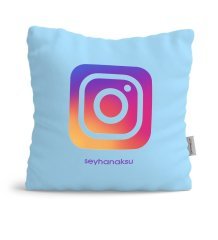 Kişiye Özel Instagram Mavi Yastık