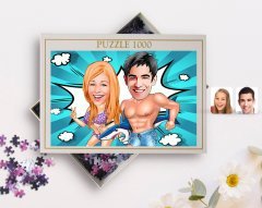 Kişiye Özel Sevgililer Karikatürlü 1000 Parça Profesyonel Puzzle-8