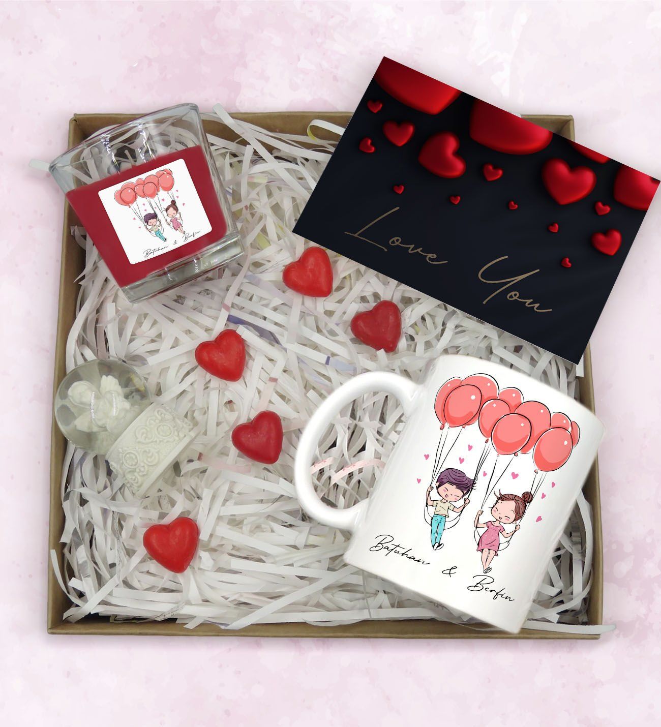 BK Gift Sevgiliye Özel Hediye Seti-3-5, Yıl Dönümü Hediyesi, İsimli Kupa, Sevgiliye Hediye, Sevgililer Günü Hediyesi