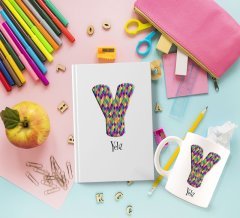 Kişiye Özel Harf Tasarımlı Beyaz Defter ve Kupa Hediye Seti-10