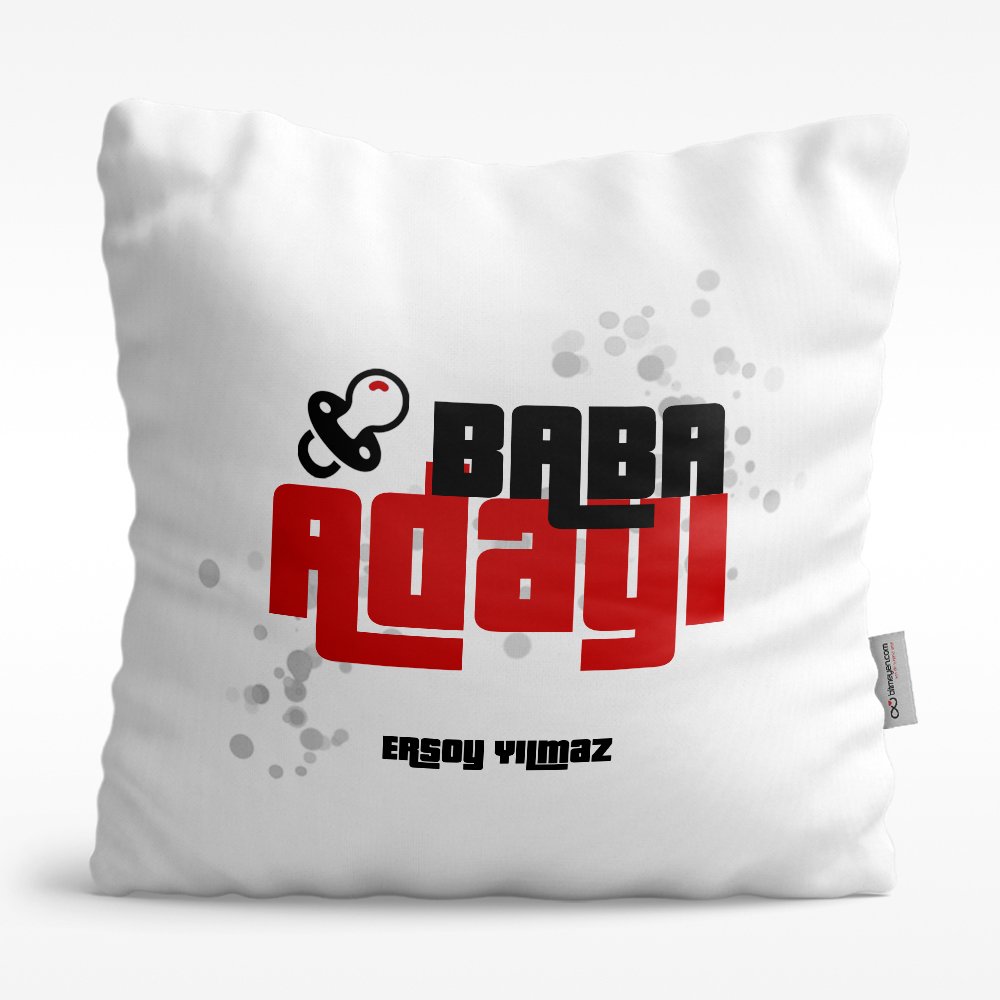 Kişiye Özel Baba Adayı Tasarımlı Beyaz Saten Yastık - 7