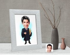 Kişiye Özel Erkek Avukat Karikatürlü Dekoratif Çerçeve-1