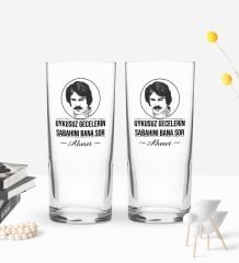 Kişiye Özel Renkli Baskılı Ferdi Tayfur Tasarımlı İkili Rakı Bardağı Seti-1