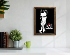 BK Home Godfather Baba Tasarımlı Doğal Masif Ahşap Çerçeveli Tablo-1