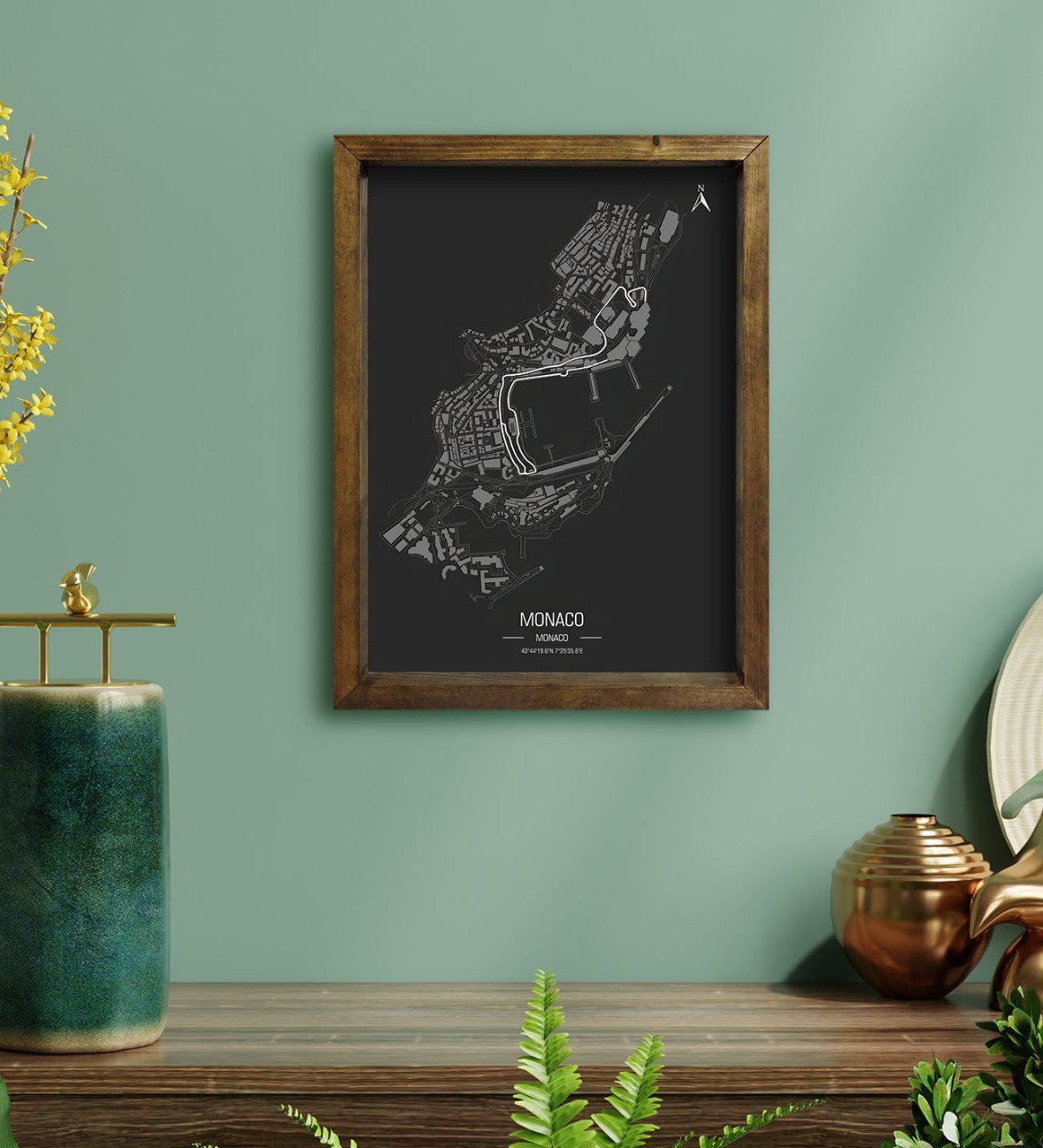 BK Gift Monaco Pist Tasarımlı Doğal Masif Ahşap Çerçeveli Tablo 30x40cm-1