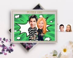 Kişiye Özel Sevgililer Karikatürlü 1000 Parça Profesyonel Puzzle-7