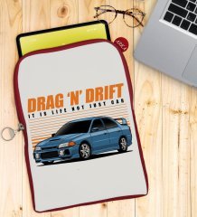 BK Gift Drag N Drift Tasarımlı Taşınabilir Koruyucu Tablet Kılıfı & Organizer Çanta - Kırmızı-1
