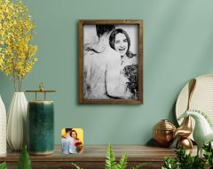 BK Home Sevgililer Karakalem Fotoğraflı Doğal Masif Ahşap Çerçeveli Tablo-1