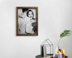 BK Home Sevgililer Karakalem Fotoğraflı Doğal Masif Ahşap Çerçeveli Tablo-1