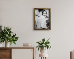 BK Home Sevgililer Karakalem Fotoğraflı Doğal Masif Ahşap Çerçeveli Tablo-1
