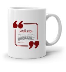 Kişiye Özel Yeşil Çay Beyaz Kupa Bardak - 3