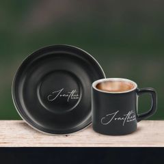 BK Gift Kişiye Özel İsimli Siyah Renk Türk Kahvesi Fincanı-23, Arkadaşa Hediye, Sevgiliye Hediye, Yıl Dönümü Hediyesi