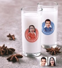 Kişiye Özel Erkek ve Bayan Kolay Yetişmiyor Karikatürlü İkili Rakı Bardağı Seti-3
