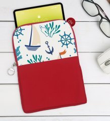 BK Gift Denizci Tasarımlı Taşınabilir Koruyucu Tablet Kılıfı & Organizer Çanta - Kırmızı-1