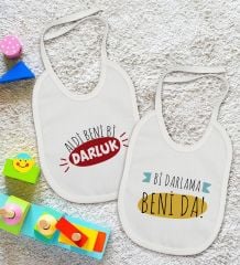 BK Kids Darlama Beni ve Darluk Tasarımlı 2’li Beyaz Mama Önlüğü-1