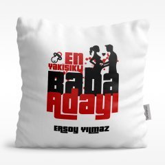 Kişiye Özel Baba Adayı Tasarımlı Beyaz Saten Yastık - 5