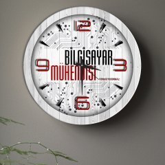 Kişiye Özel Mesleki Bilgisayar Mühendisi Ahşap Duvar Saati - 1