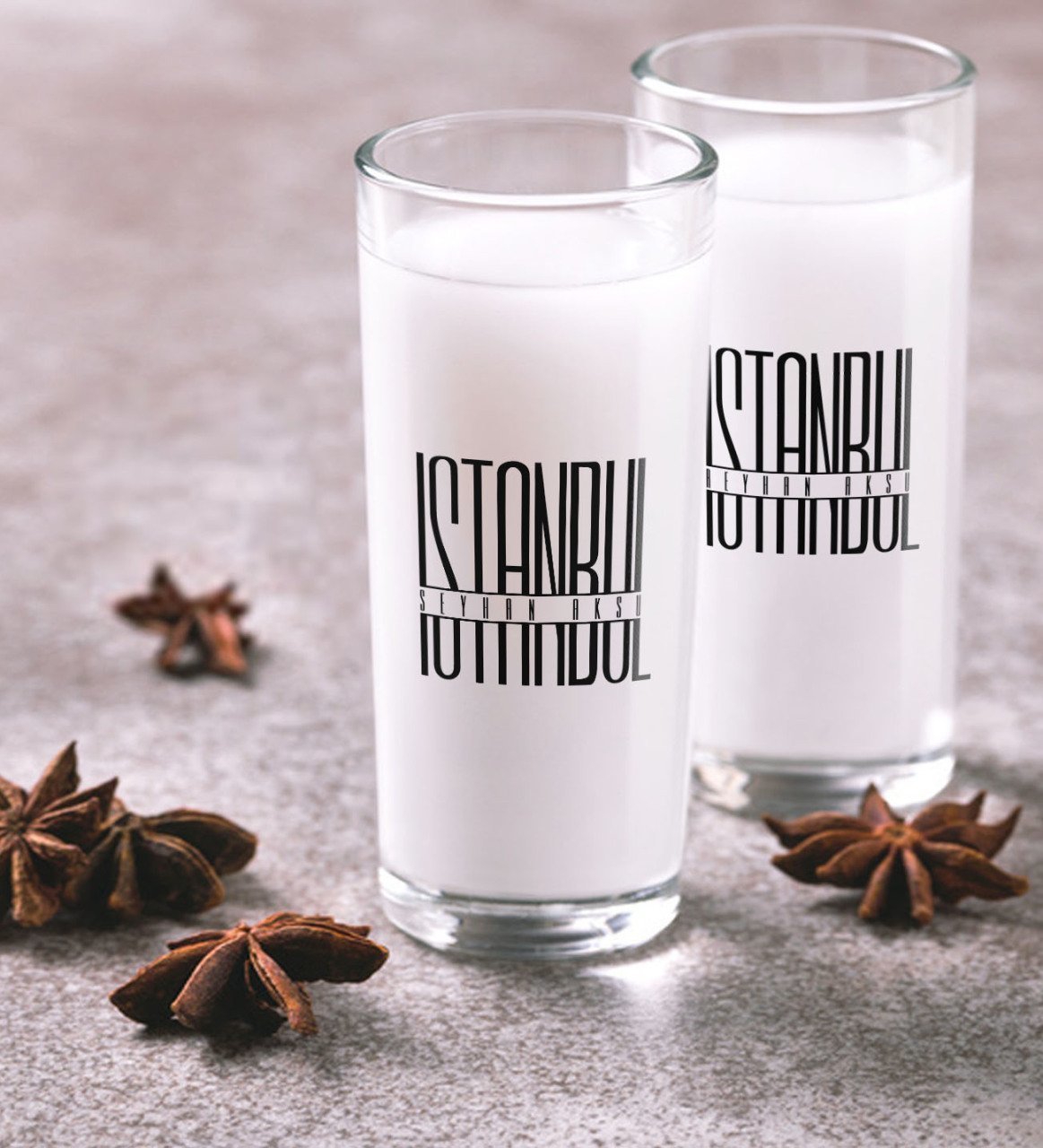Kişiye Özel Renkli Baskılı İstanbul İkili Rakı Bardağı Seti-1