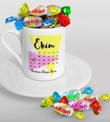 Kişiye Özel Doğum Günü Takvimi Türk Kahvesi Fincanı ve Haribo Şeker Hediye Seti-5