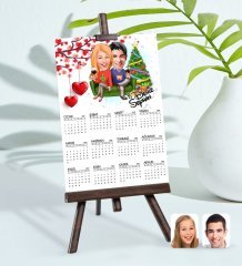 BK Gift Kişiye Özel 15x21 cm Fotoğraf Kartlı Yeni Yıl Sevgililer Karikatürlü Şövaleli 2023 Takvim -4