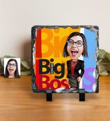 Kişiye Özel Bayan Big Boss Karikatürlü Dekoratif Doğal Taş - 2