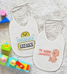 BK Kids Bırkalama ve Te Şindi Tasarımlı 2’li Beyaz Mama Önlüğü-1