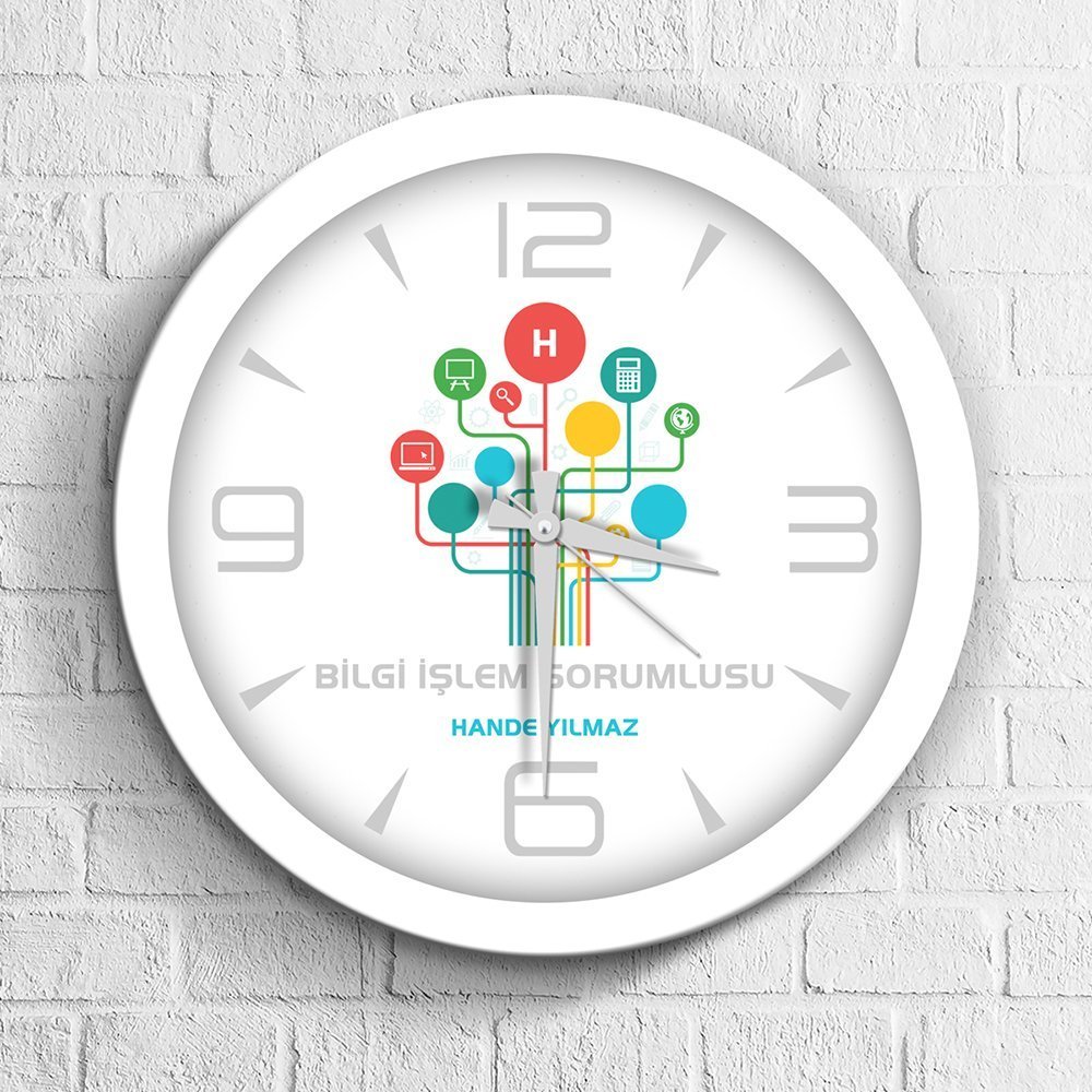 Kişiye Özel Mesleki Bilgi İşlem Sorumlusu Ahşap Duvar Saati