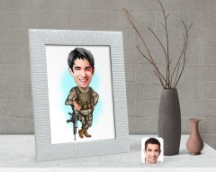 Kişiye Özel Asker Karikatürlü Dekoratif Çerçeve-2