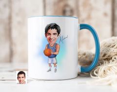 Bk Gift Kişiye Özel Basketbol Karikatürlü Mavi Kupa Bardak-6, Sevgiliye Hediye, Arkadaşa Hediye