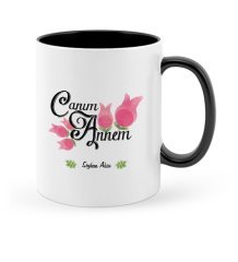 Kişiye Özel Canım Annem Siyah Kupa Bardak - 16