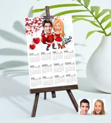 BK Gift Kişiye Özel 15x21 cm Fotoğraf Kartlı Yeni Yıl Sevgililer Karikatürlü Şövaleli 2023 Takvim -3