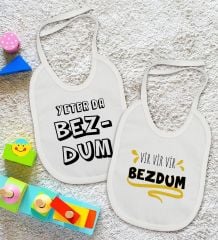 BK Kids Bezdum Tasarımlı 2’li Beyaz Mama Önlüğü-1