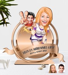 Kişiye Özel Sevgililer Karikatürlü 3D Ahşap Biblo Plaket-30