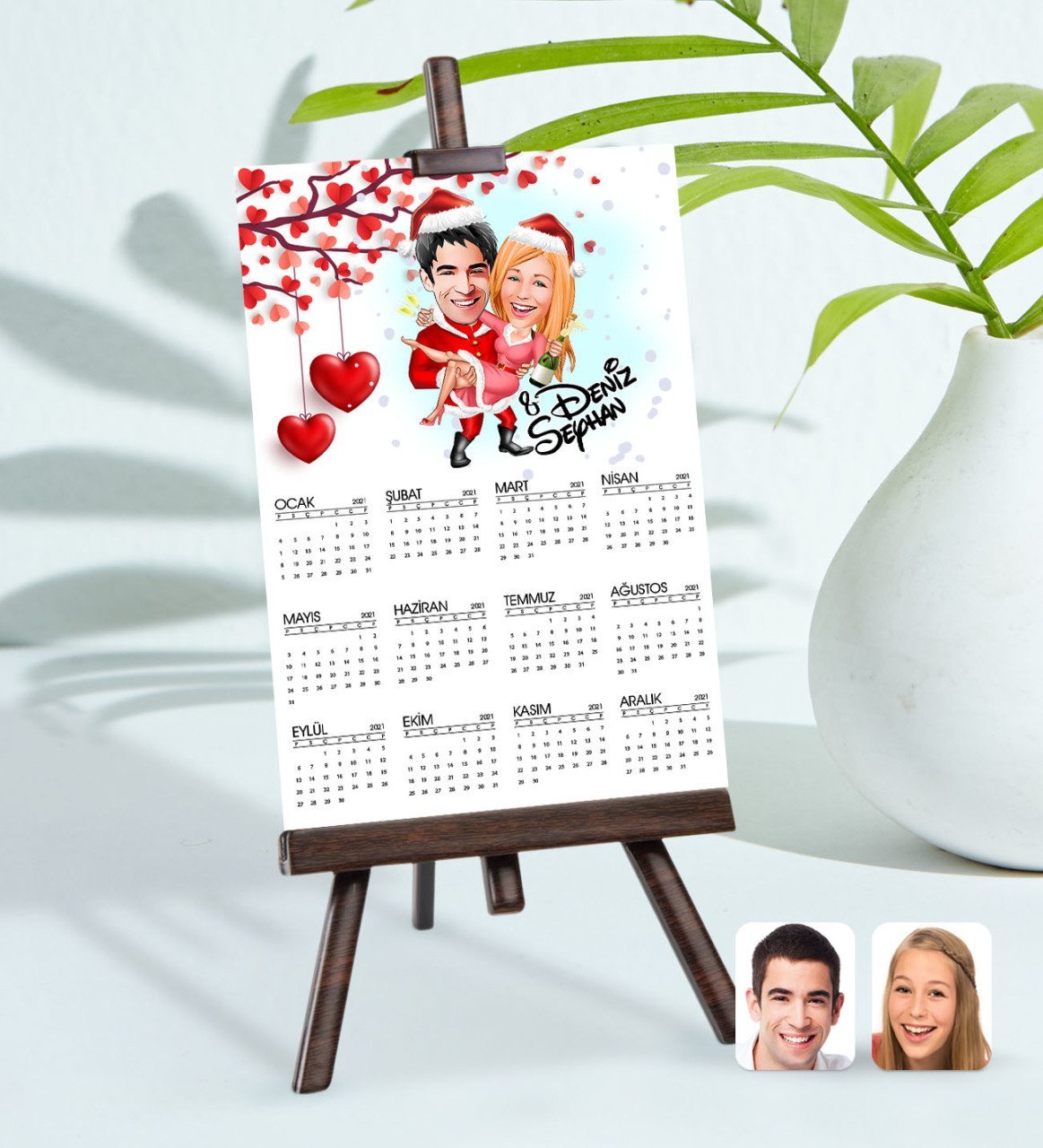 BK Gift Kişiye Özel 15x21 cm Fotoğraf Kartlı Yeni Yıl Sevgililer Karikatürlü Şövaleli 2023 Takvim -2