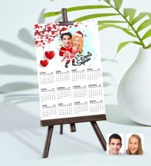 BK Gift Kişiye Özel 15x21 cm Fotoğraf Kartlı Yeni Yıl Sevgililer Karikatürlü Şövaleli 2023 Takvim -2