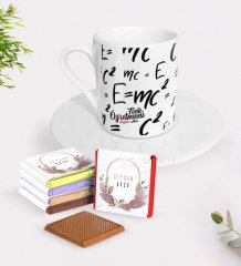 Kişiye Özel Fizik Öğretmeni Türk Kahvesi Fincanı ve Çikolata Hediye Seti-3