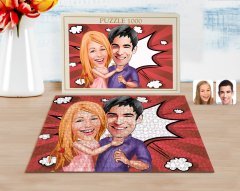 Kişiye Özel Sevgililer Karikatürlü 1000 Parça Profesyonel Puzzle-3