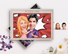 Kişiye Özel Sevgililer Karikatürlü 1000 Parça Profesyonel Puzzle-3