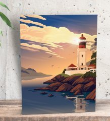 BK Gift Deniz Feneri Tasarımlı Dekoratif Mini Kanvas Tablo 15x20cm-1