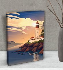 BK Gift Deniz Feneri Tasarımlı Dekoratif Mini Kanvas Tablo 15x20cm-1