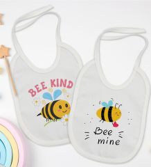 BK Kids Bee Kind ve Bee Mine Tasarımlı 2’li Beyaz Mama Önlüğü-1