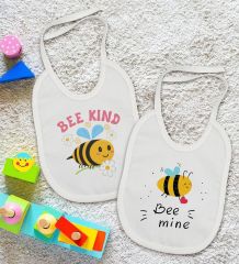 BK Kids Bee Kind ve Bee Mine Tasarımlı 2’li Beyaz Mama Önlüğü-1