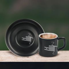 BK Gift Kişiye Özel İsimli Siyah Renk Türk Kahvesi Fincanı-19, Arkadaşa Hediye, Sevgiliye Hediye, Yıl Dönümü Hediyesi