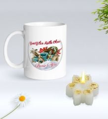 Yılbaşı Hediyesi BK Gift Kişiye Özel Yeni Yıl Tasarımlı Beyaz Kupa Bardak ve Kokulu Kar Tanesi Mum Hediye Seti-12, Sevgiliye Hediye, Arkadaşa Hediye