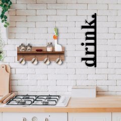 BK Home Doğal Ahşap Raflı Dekoratif Fincan Askılığı ve Duvar Süsü-4